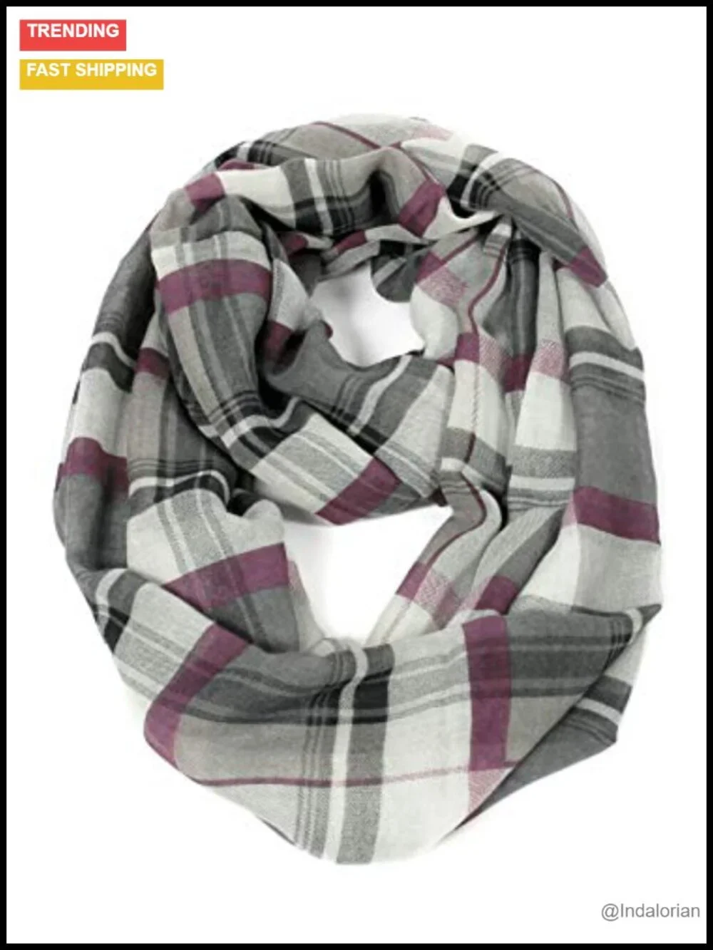 Infinity Scarf Plaid Tartan Lightweight Polyester